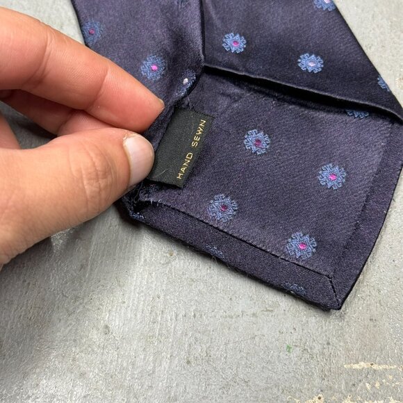 Mulberry Tie 100% Silk Polka Dot Purple Hand Sewn 3.5" - Picture 4 of 6